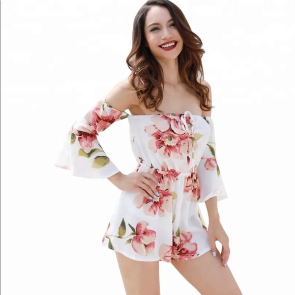 Strapless floral print romper - Picture 4 of 4